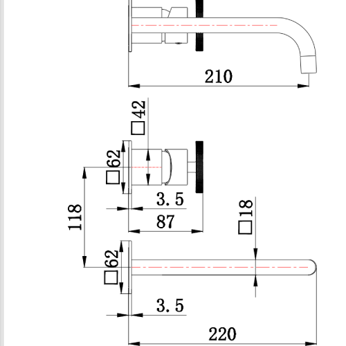 ברז קיר לכיור רחצה שחור מט 1005B – תמונה 3