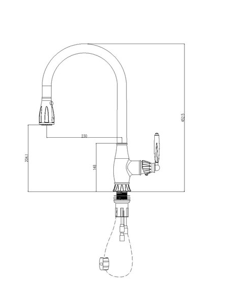 ברז מטבח נרקיס זהב מט 1092YB – תמונה 3