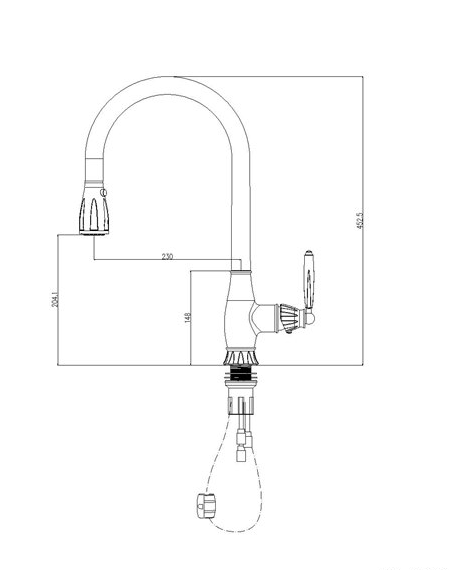 ברז מטבח נרקיס שחור מט 1092 – תמונה 3