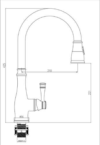 ברז מטבח נישלף ניקל מט 1454CB – תמונה 3