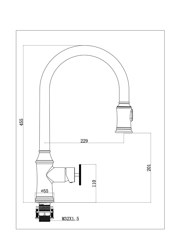 ברז מטבח נישלף ניקל מבריק 1021 – תמונה 3