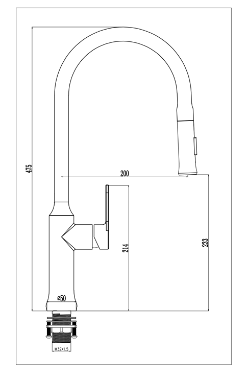 ברז מטבח נישלף גרפיט 1057 – תמונה 3