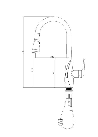 ברז מטבח נישלף שחור מט 1096B – תמונה 3
