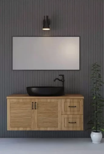 ארון אמבטיה תלוי עץ