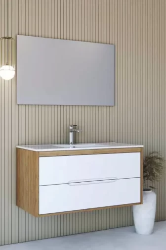 ארון אמבטיה תלוי משולב עץ