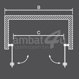 מקלחון חזית פרופיל שחור 2 דלתות פרי – תמונה 3