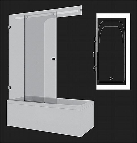 אמבטיון חזית CNC דופן קבועה + דלת הזזה קליארו 100 – תמונה 3