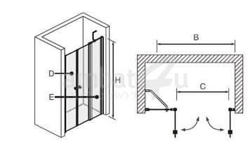 מקלחון חזית קבוע + 2 דלתות TRIPLE טריפל – תמונה 3