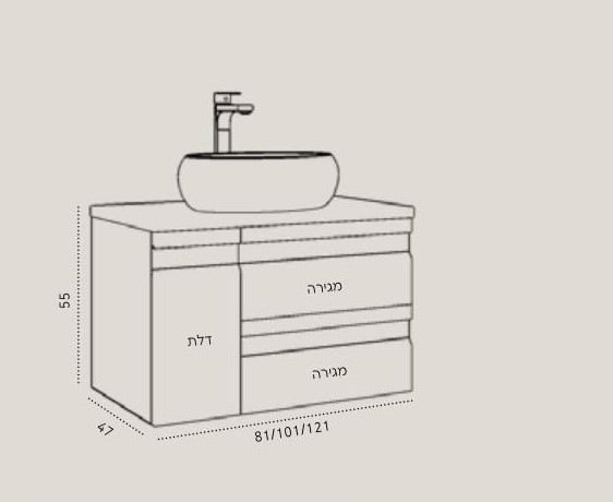 ארון אמבטיה תלוי אפור