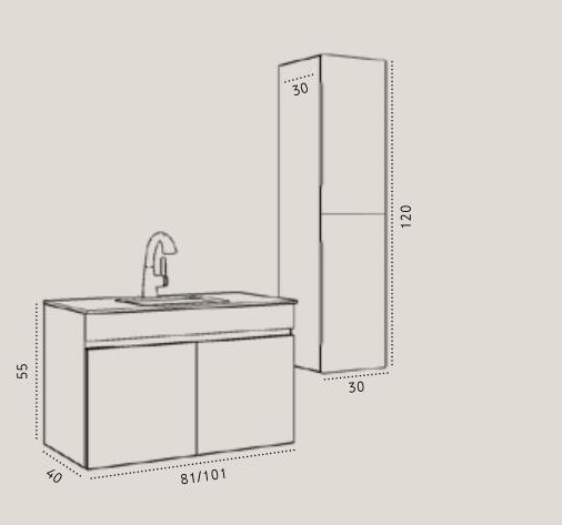 ארון אמבטיה תלוי שחור