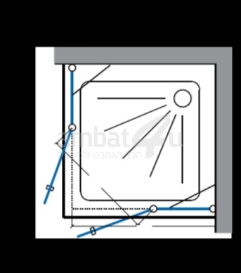 מקלחון 2 קבועים + 2 דלתות פרופיל שחור 2801 – תמונה 3