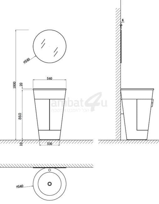 ארון אמבטיה עגול