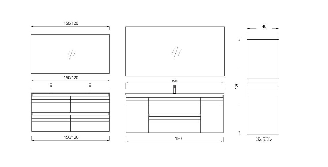 ארון תלוי לבן מבריק