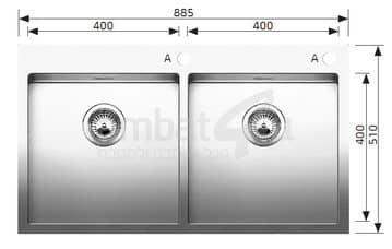 כיור מטבח כפול קלארון 400/400 IF/A – תמונה 3
