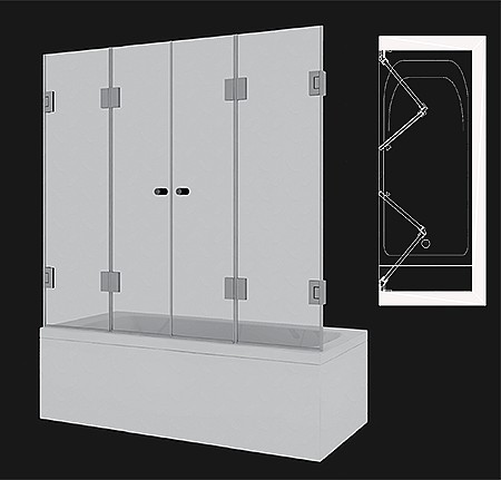 אמבטיון חזית 2 דלתות הרמוניקה דגם מילאנו 809 – תמונה 3
