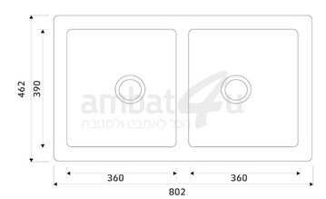 כיור מטבח כפול מגרניט