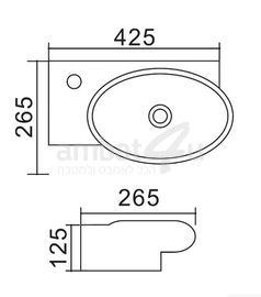 כיור מונח/תלוי לאמבטיה 42.5x26.5x12.5 ס"מ טולוז