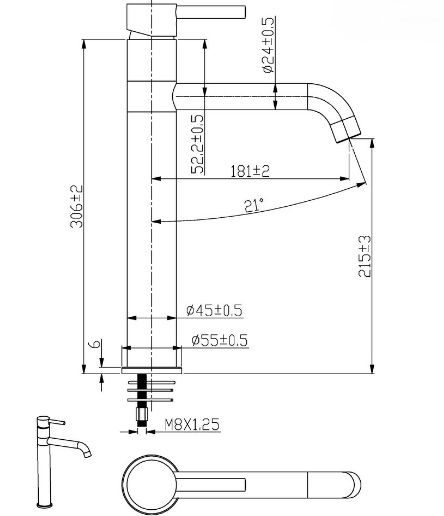 ברז פרח גבוה גרפיט 80767 – תמונה 3