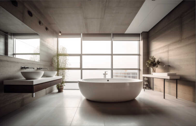 עיצוב אריחי בטון בחדר האמבטיה