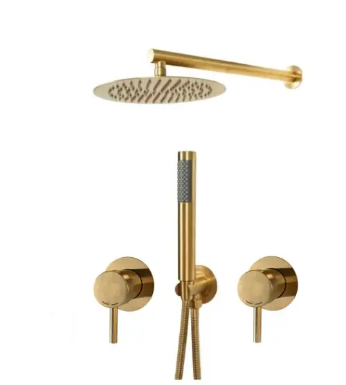 סט רחצה עגול למקלחת 7 חלקים זהב מט