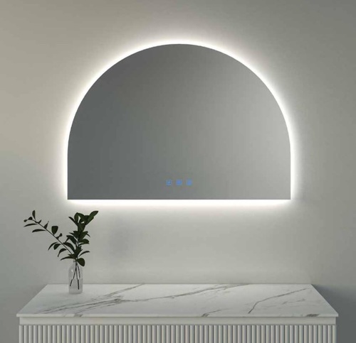 מראה חצי ירח עם מפיג אדים+נורת לד 100/70+ בלוטוס