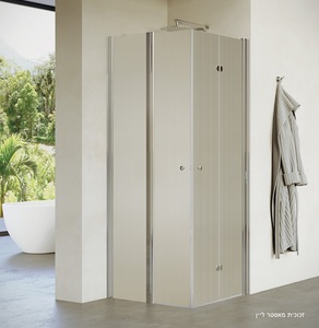 מקלחון טולוז פינתי דופן קבועה ודלת + הרמוניקה מאסטר ליין 66-98ס"מ